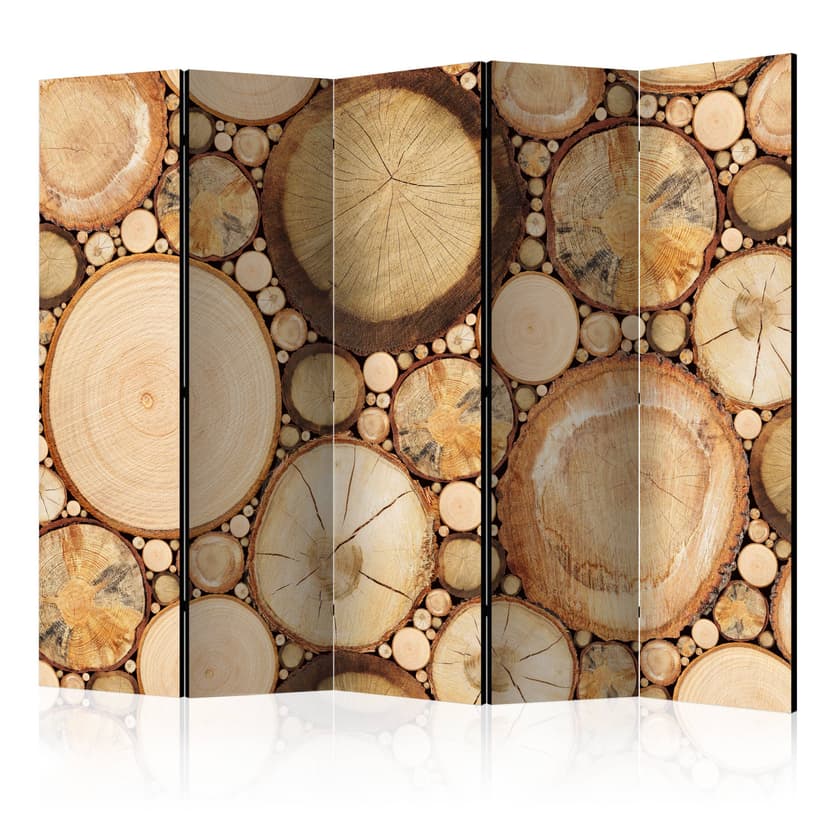 Paravent Raumteiler -  Holzmaserung , 5-teilig - 225x172 cm