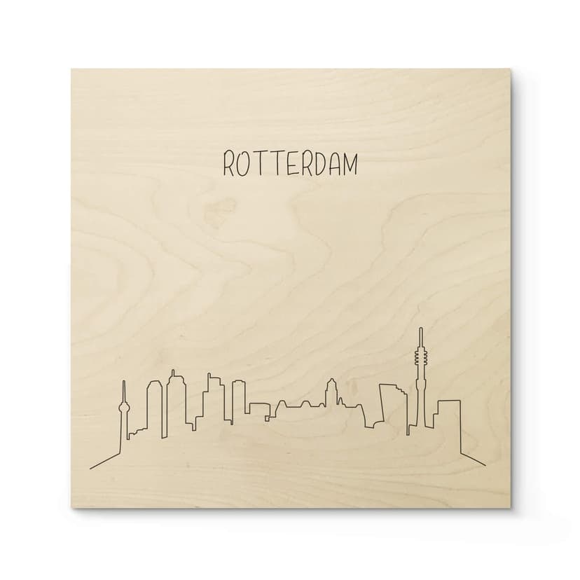 Träposter Skyline Rotterdam Outline