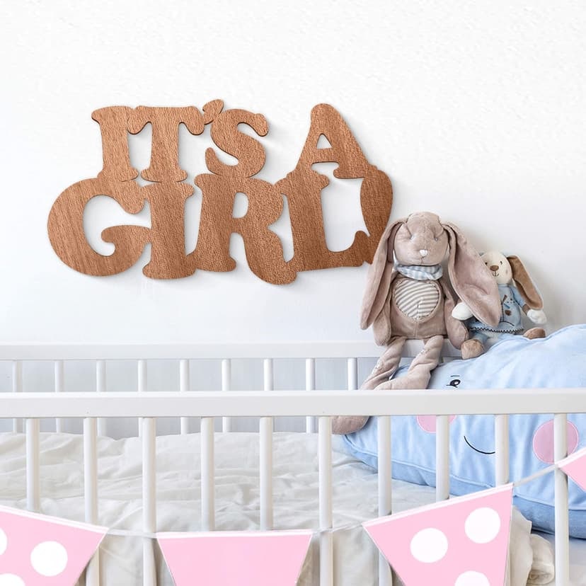 Väggdekorationer i trä mahogny - It's a Girl