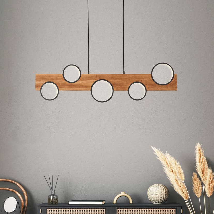 Pendelleuchte Elena 4 Braun, 34W, 150 x 100 cm, Holz Led-pendelleuchte