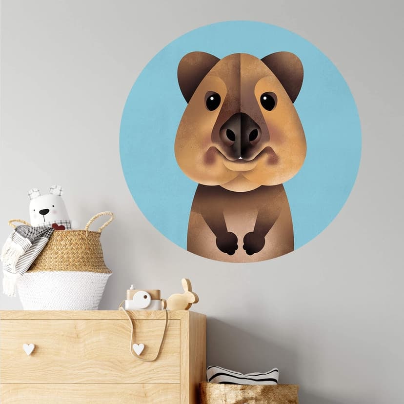 Wallsticker för barnrum Quokka - djurmotiv runt - brun