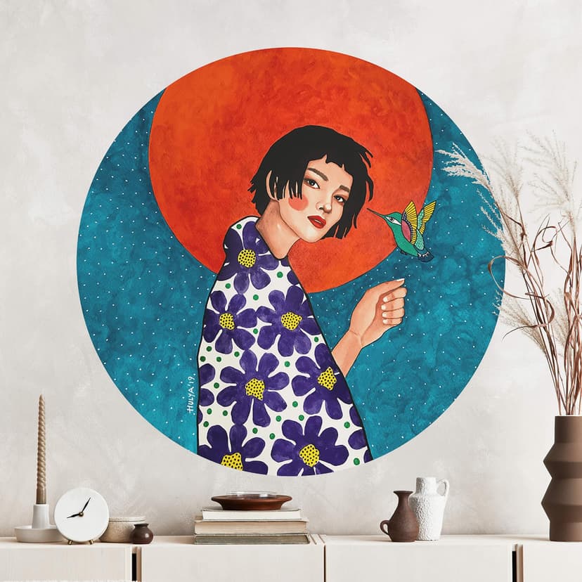 Wallsticker porträtt - Lämna runda - Hülya