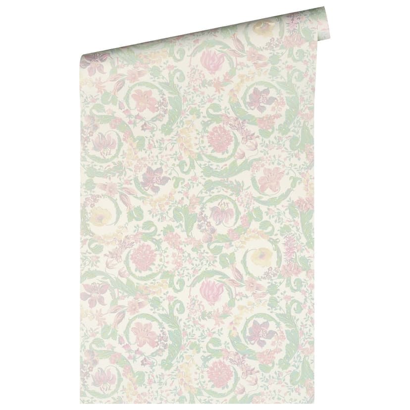 Versace Home non-woven tapet mintrosa lyxig tapet med blommor blommig designer tapet