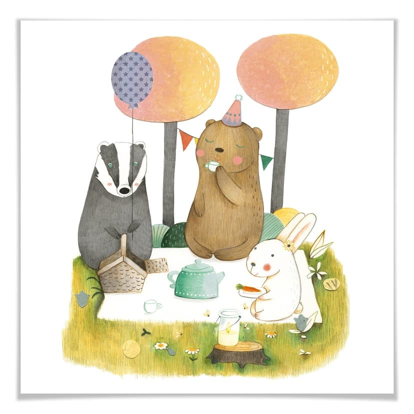 Poster Loske - Picknick för tre