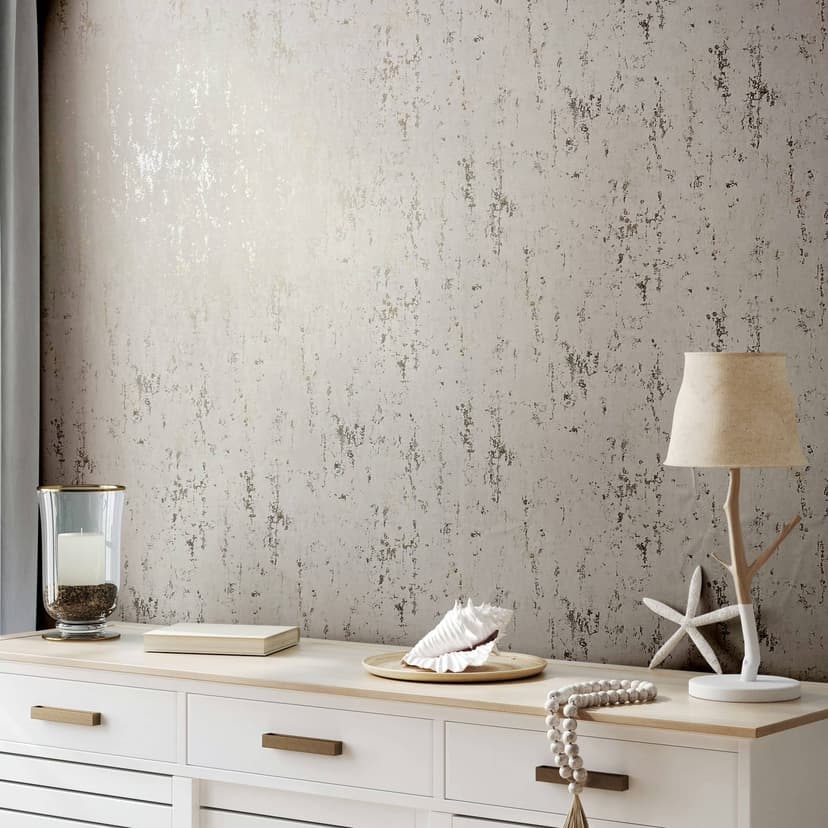 Non-woven tapet med skimrande glansig beige betonglook