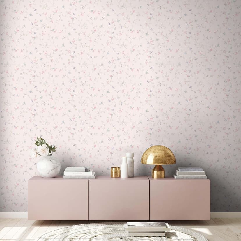 Blommig tapet rosa - non-woven tapet lantgård A.S. Création - matt ljus strukturerad