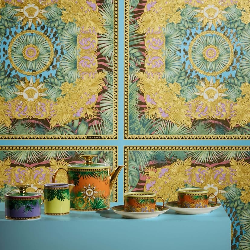 Versace Home Dschungel Tapete Grün Gold Luxus Designer Vliestapete Palmen-Blätter