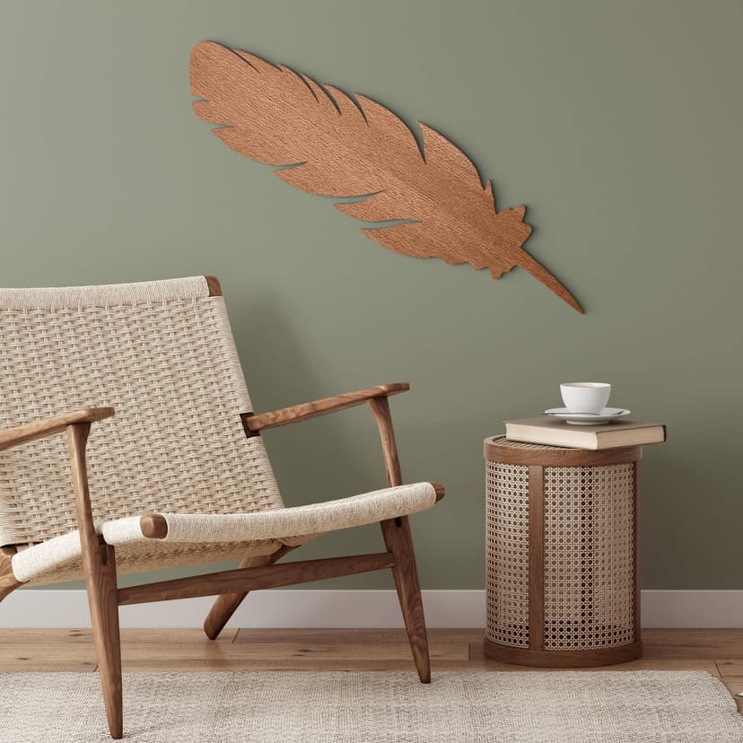 Väggdekorationer i trä mahogny - Fjäder
