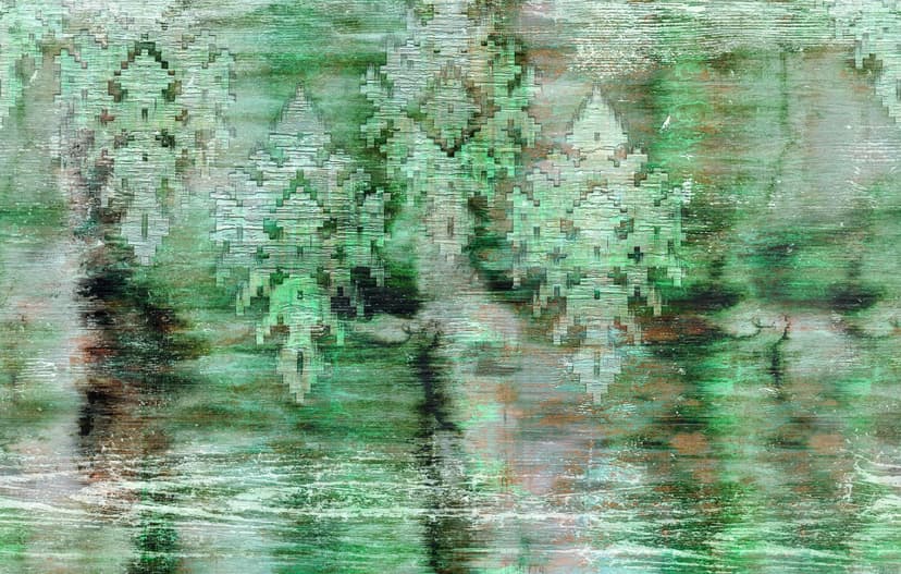 Fototapet Abstrakt pixelstruktur i petrol och grått 2,7 x 4,24 m