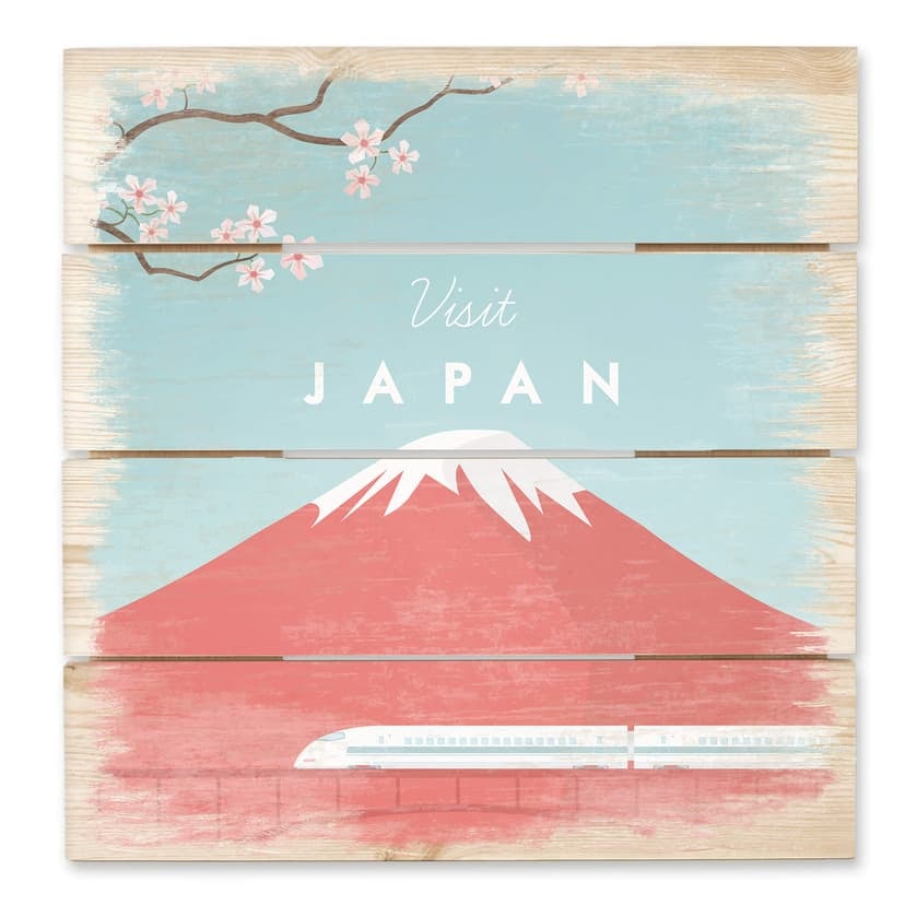 Trätavla Rivers - Japan - 40x41,5 cm