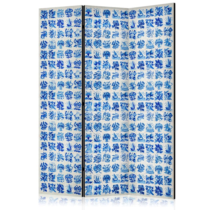 Paravent, Raumteiler freistehend, Trennwand - Ceramic Tiles - Traditional Portuguese Blue Tiles Azu
