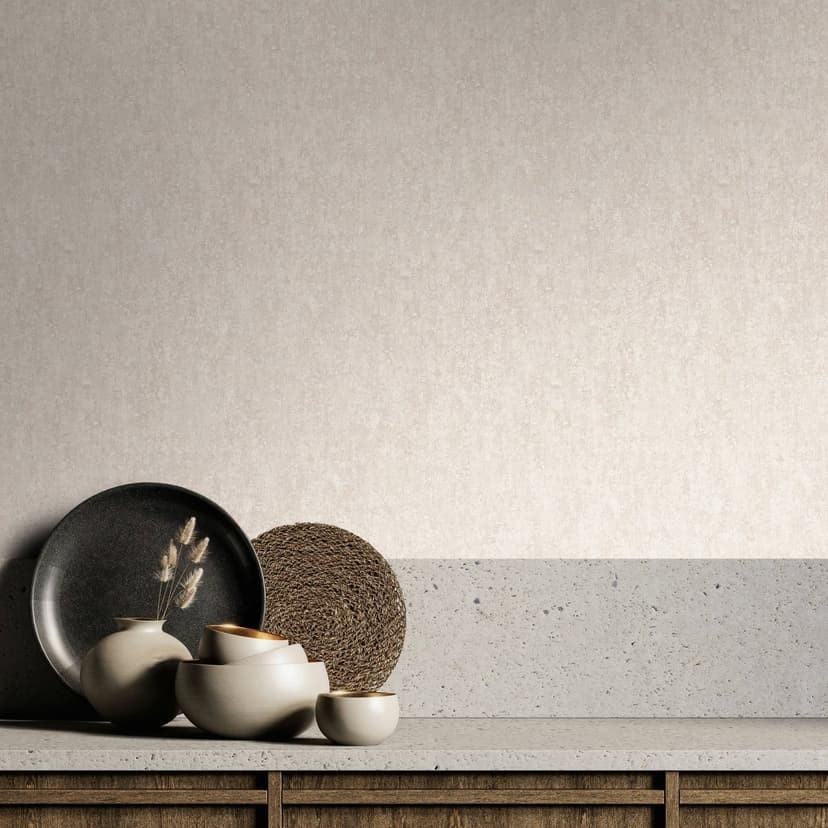 Non-woven tapet med en matt, ljus struktur beige, grå betonglook