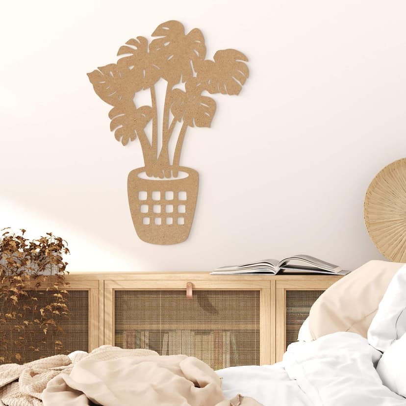 Väggdekoration monstera växt - MDF natur