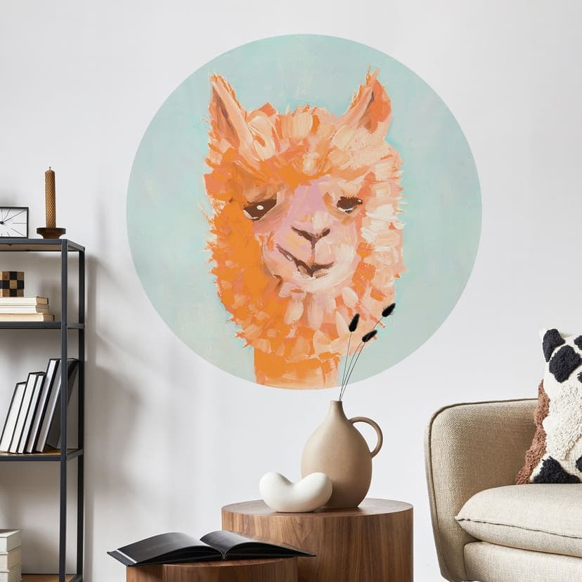 Wallsticker Orange Alpaca - Zwara - Rund