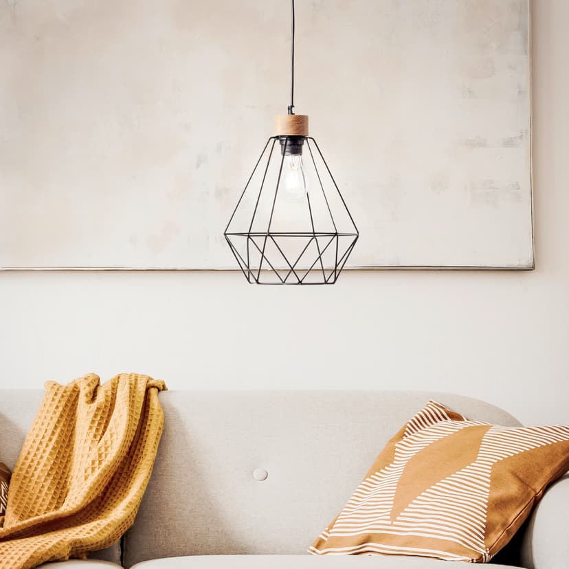 Pendelleuchte Fine 1 Braun, 25W, 110 x 25 cm, Holz Pendellampe
