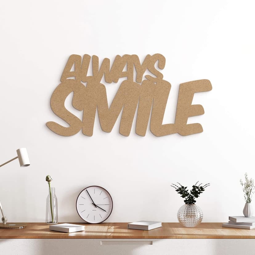 3D-bokstäver Always Smile - MDF natur