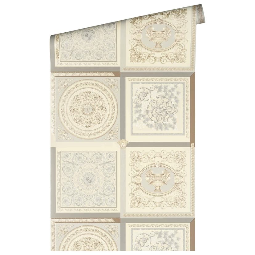 Versace Home klassisk barockmönster tapet lyxig designer non-woven tapet beige grå