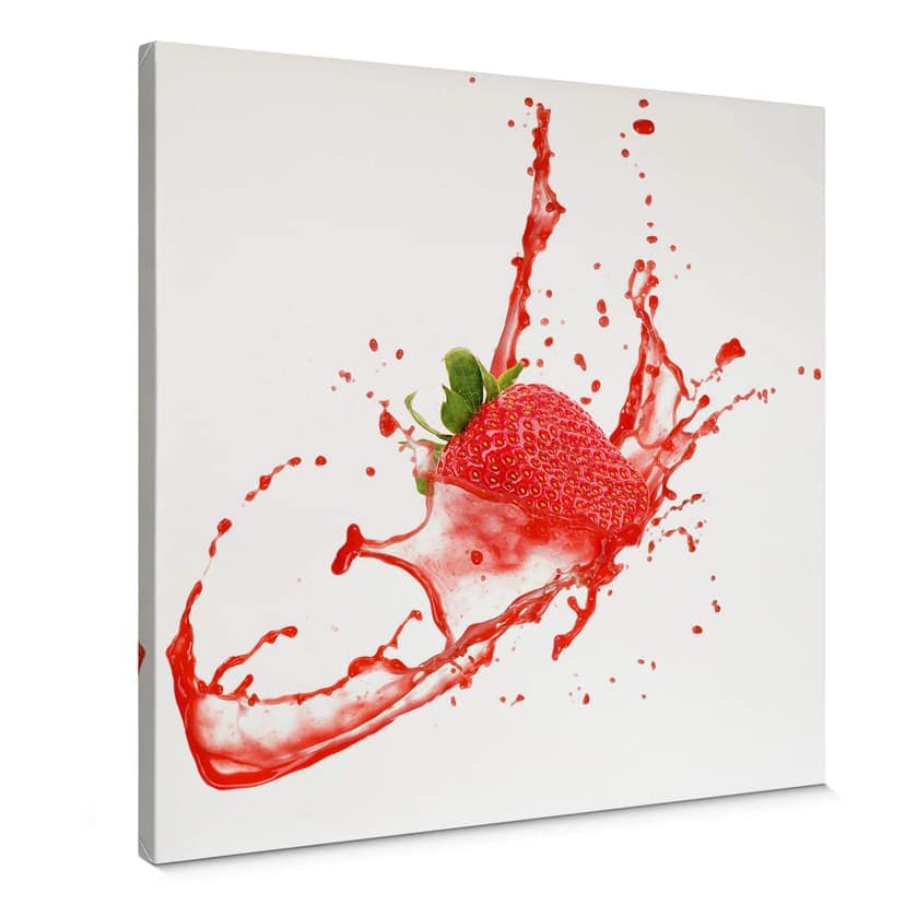 Canvastavla Splashing Strawberry