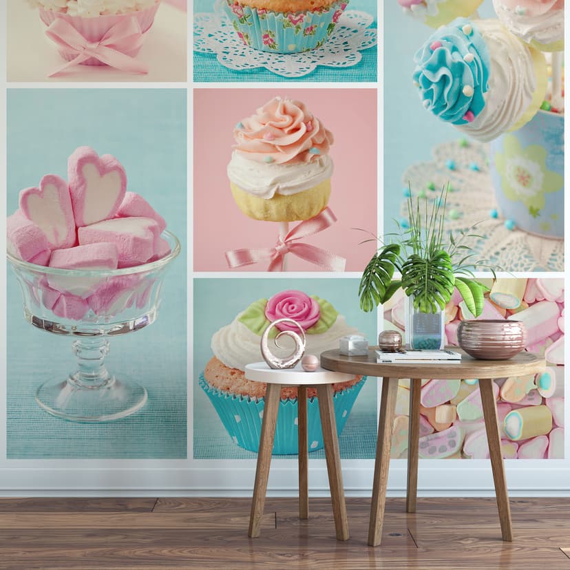 Fototapet för cupcake-collage
