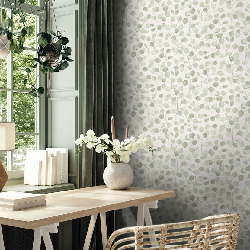 Non-woven tapet i gröna blad blad look blommig natur