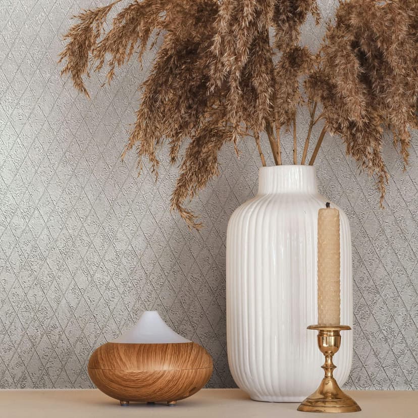 Non-woven tapet i vitt diamantmönster grafiskt geometriskt