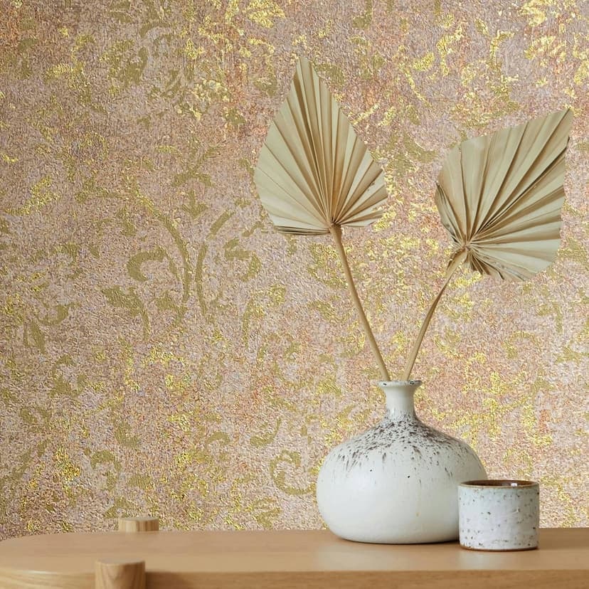 Non-woven tapet med ornamental betonglook brun ornament