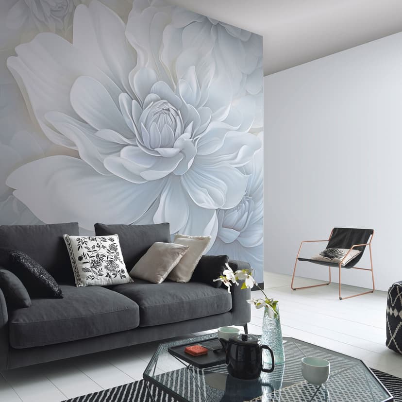 Tapet med blommotiv Big Pictures grå 2,50 x 2,70 m
