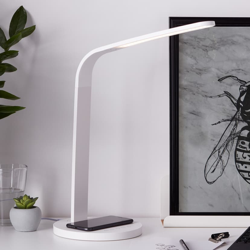 Tischleuchte Jannes Weiss, 6W, 36 x 18 cm, Kunststoff Nachttischlampe