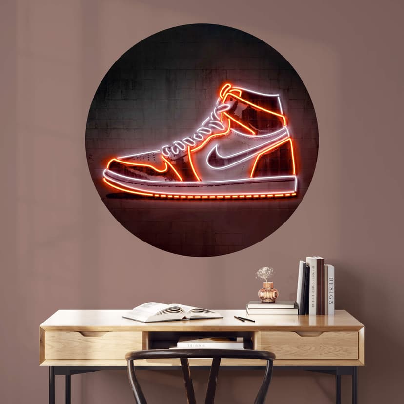 Neon sneaker Wallsticker av Mielu - rund upplyst dekoration för sneakerfans