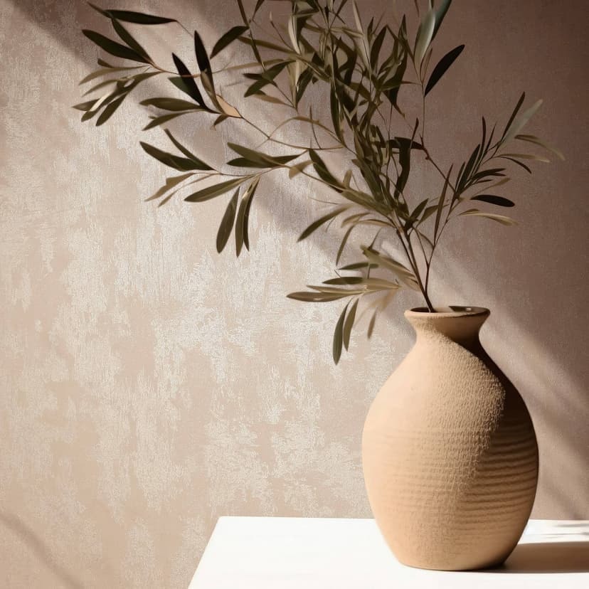 Non-woven tapet med skimrande glans beige slät