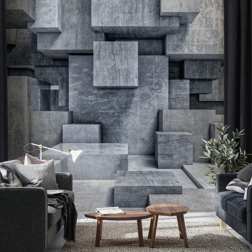 Fototapet med 3D-betongblock