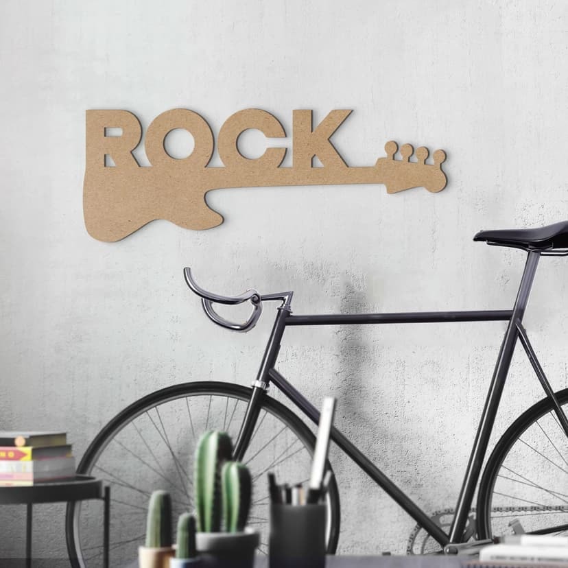 Väggdekoration gitarr rock - MDF natur