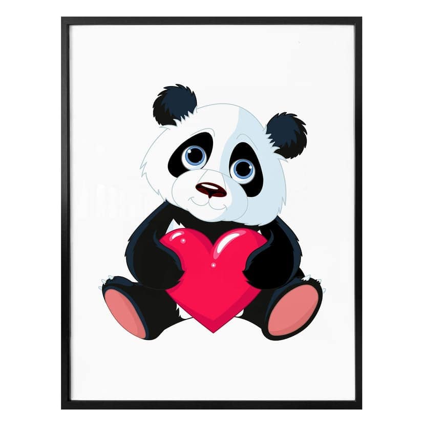 Poster panda med hjärta