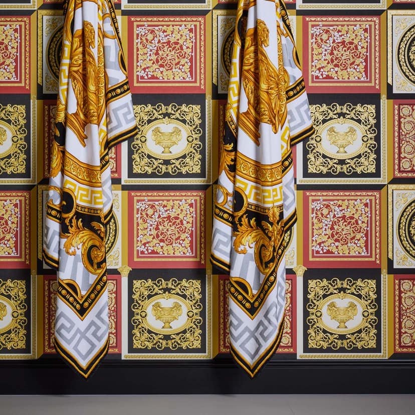 Versace Home lyxig tapet rött guld svart designer mönster tapet klassisk barock
