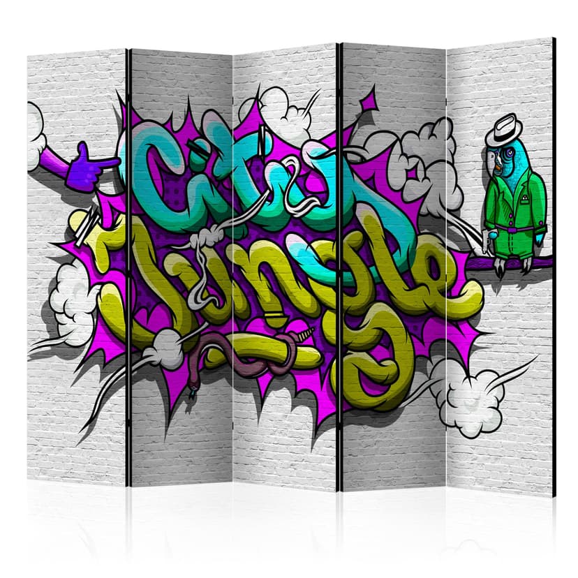 Paravent Raumteiler -   Graffiti - Großstadtdschungel , 5-teilig - 225x172 cm