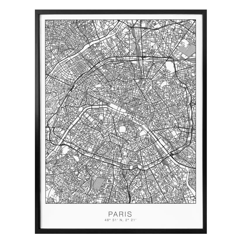 Poster stadskarta Paris