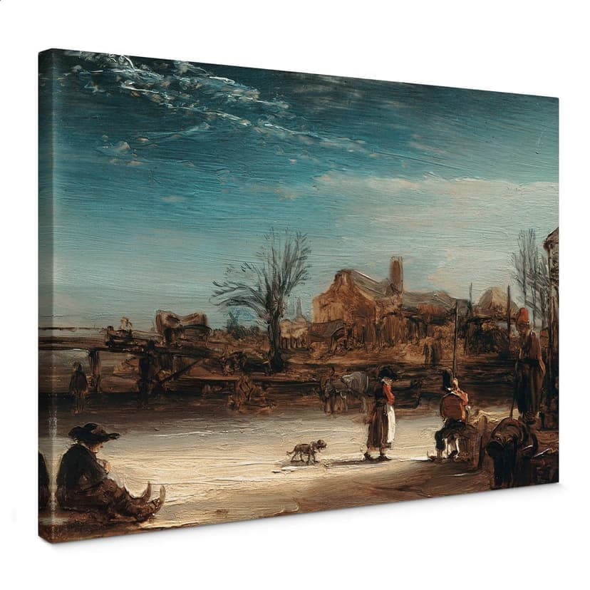 Canvastavla Rembrandt - Vinterlandskap