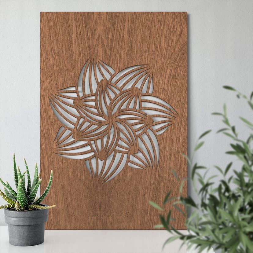 Dekorativ tavla i mahogny - Mandala-blomma