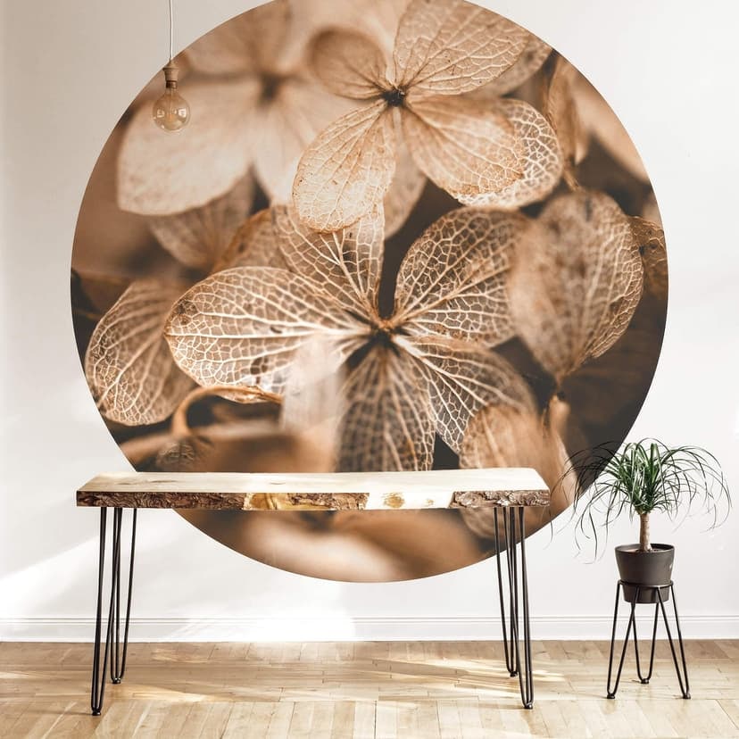 Annie - Delikata blommor - Rund Fototapet - non-woven tapet/självhäftande non-woven tapet