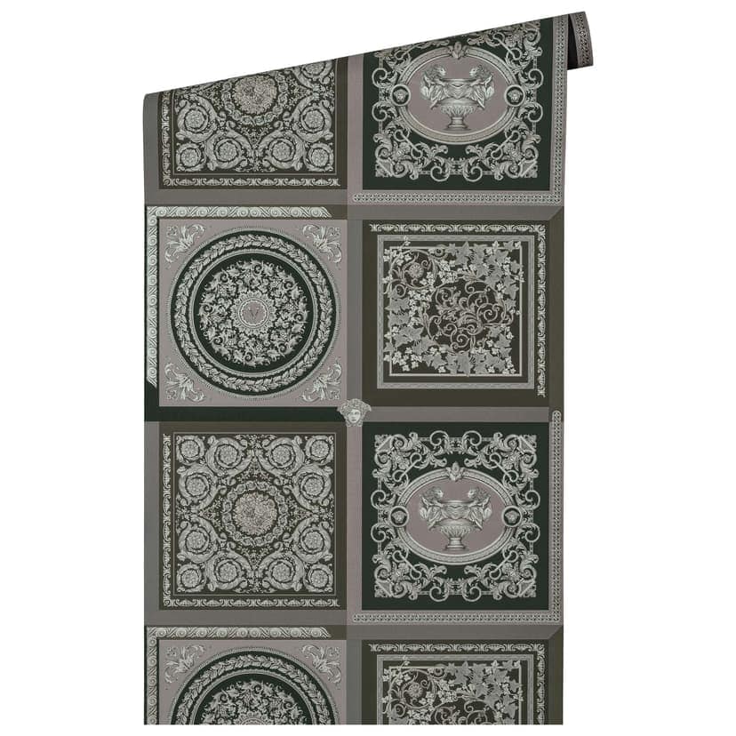 Versace Home designer tapet lyxig barock non-woven tapet silvergrå klassisk mönster tapet