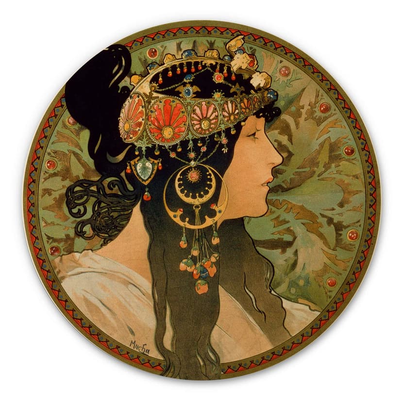 Mucha Trätavla - Brunetten - Rund