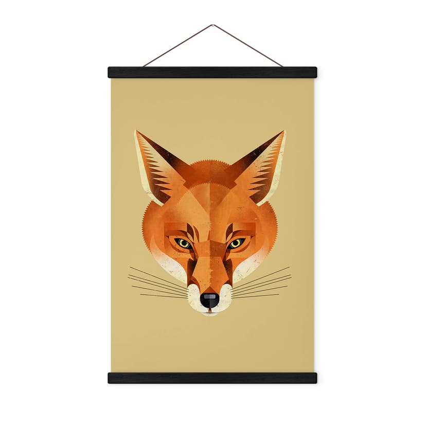 Textil poster räv - brun