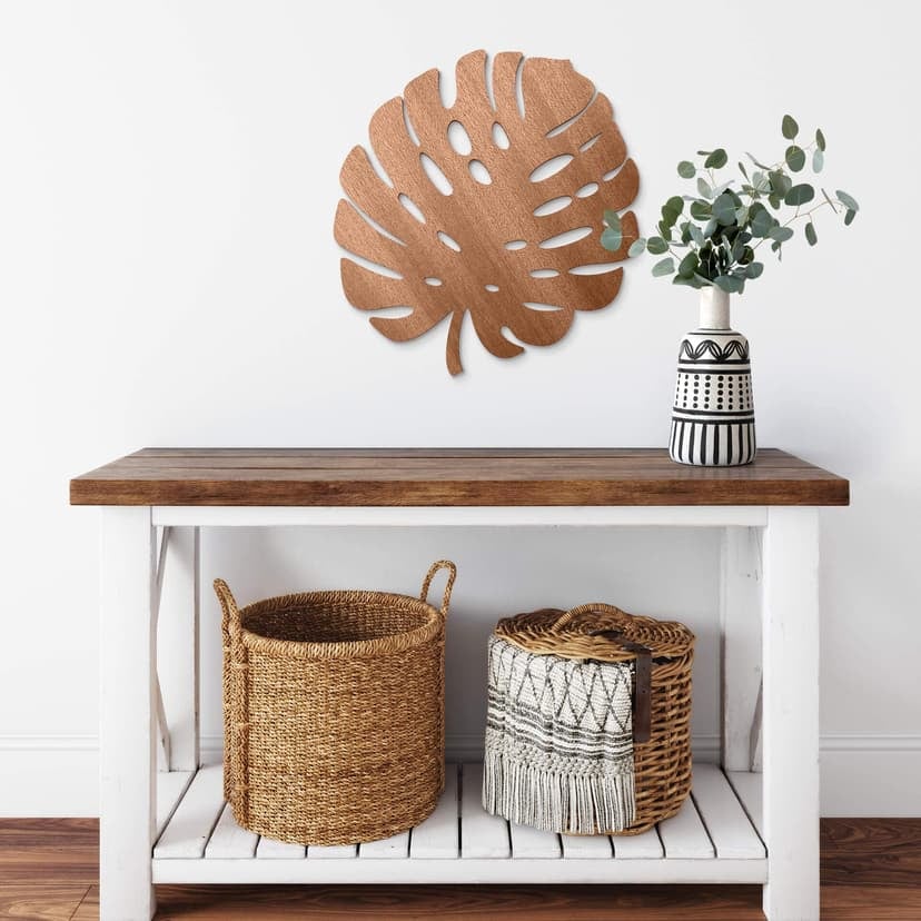 Träkonst Mahogny - Blad Monstera 02