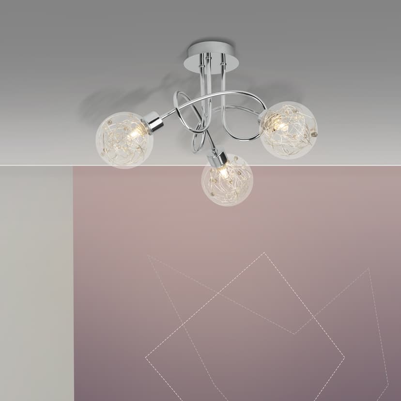 Deckenleuchte Jule 1 Metallic, 33W, 20,5 x 43 cm, Glas Deckenlampe
