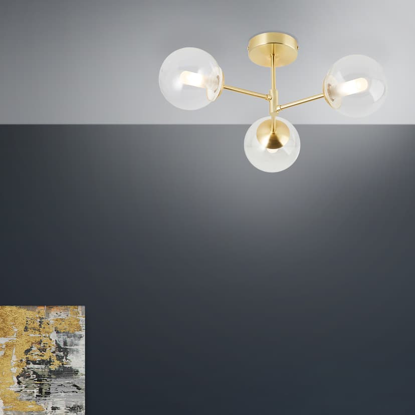 Deckenleuchte Henri 1 Gold, 20W, 21 x 49 cm, Glas Innenleuchte