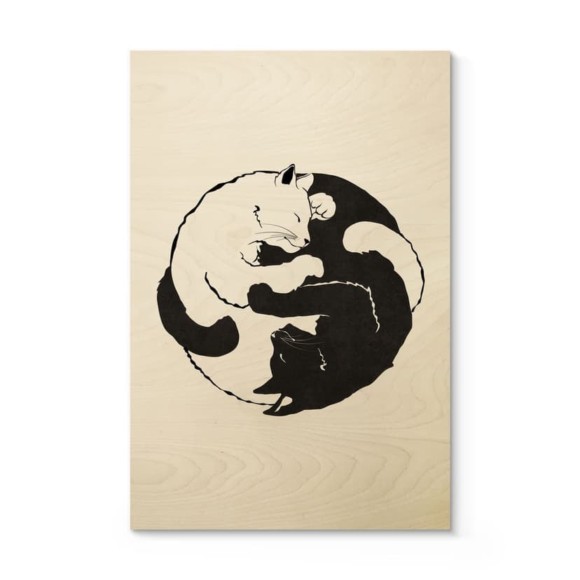 Träposter katter Ying & Yang - Tunaboylu