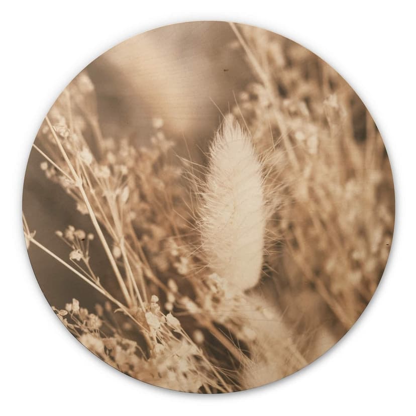 Annie Trätavla - grässtrån - rund