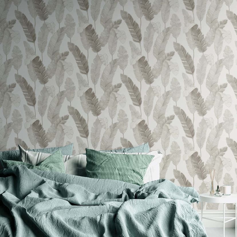 Tapet vardagsrum tapet blad beige vit non-woven tapet djungel palmer