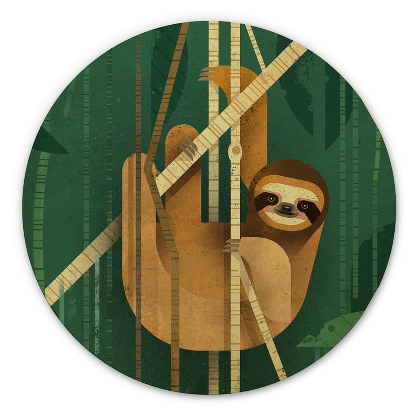 Trätavla brun - Sloth - Rund