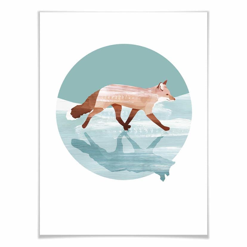 Poster Goed Blauw - Räv i snön